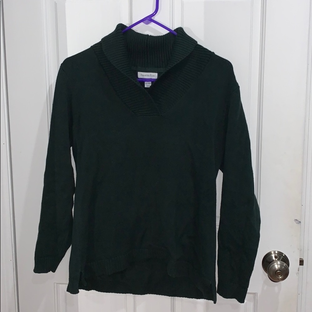 Charter Club: dark green sweater
